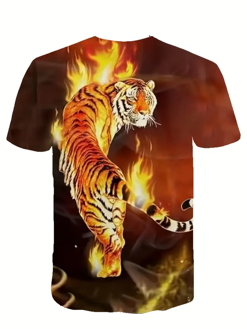 Moda Infantil Masculina Camisetas Com Estampa De Tigre Em 3D Para