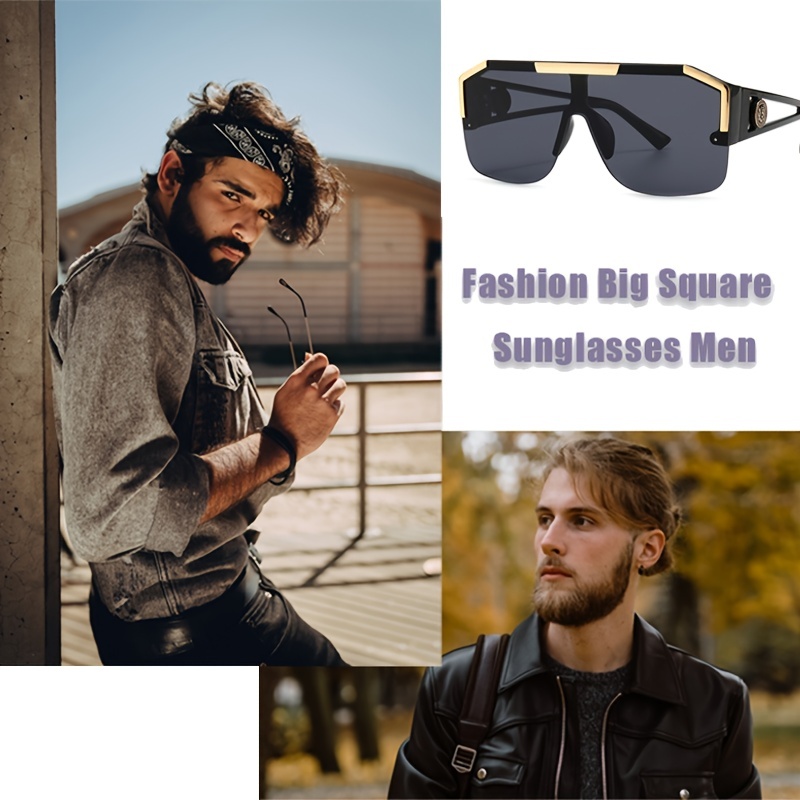 Mens Fashion Oversized Square Vintage Sun Glasses - Jewelry