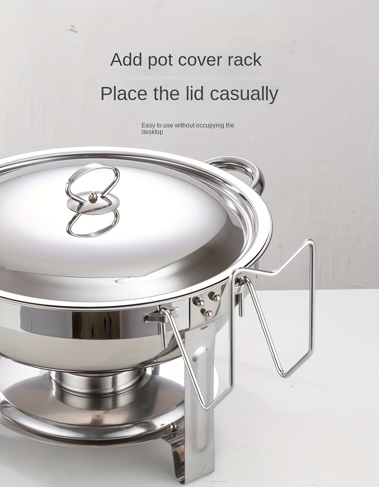 set stainless steel chafing dish buffet set 4 5l round catering chafer warmer set with tray pan lid stand for kitchen party banquet dining kitchen accessories business supplies details 10