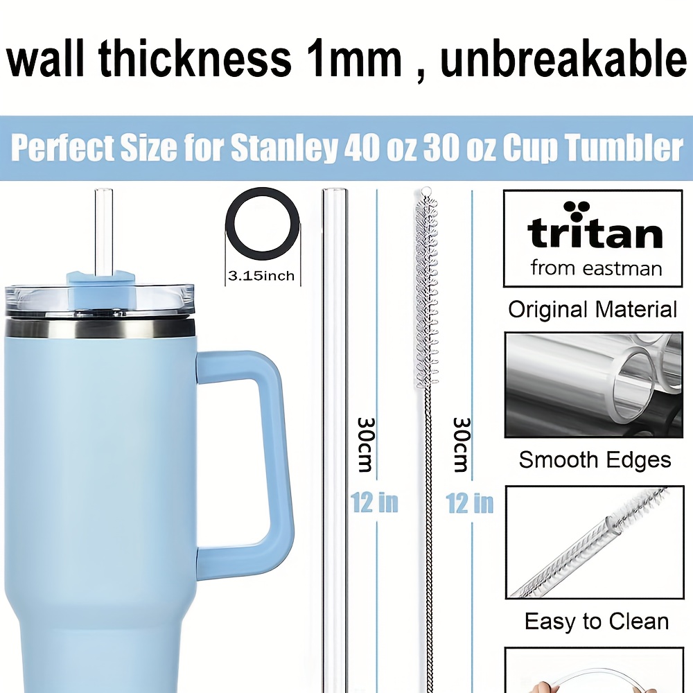  YUBIRD Replacement Straws for Stanley 40 oz 30 oz Cup Tumbler  -6 PCS Straws Replacement for Stanley Adventure Travel Tumbler, Plastic  Straw with Cup Cleaner for Stanley Quencher Adventure Stanley Cup 