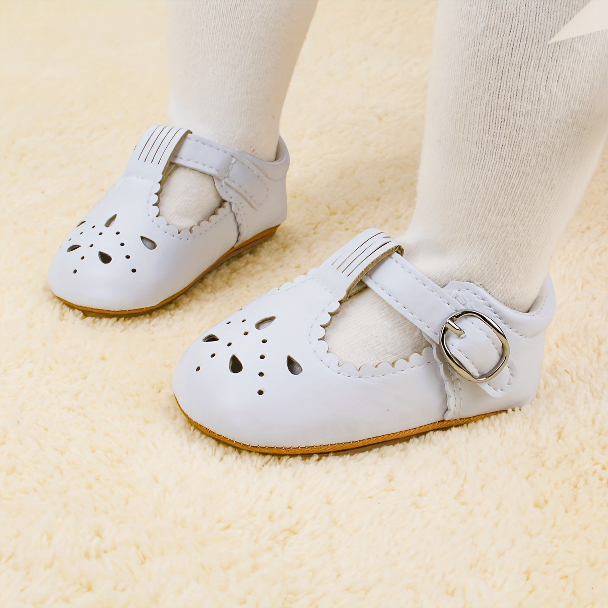 LIVELY & CHEERFUL Baby Girls Mary Jane Shoes Cute Wedding Dress Crib Shoes Prewalker Shoes
