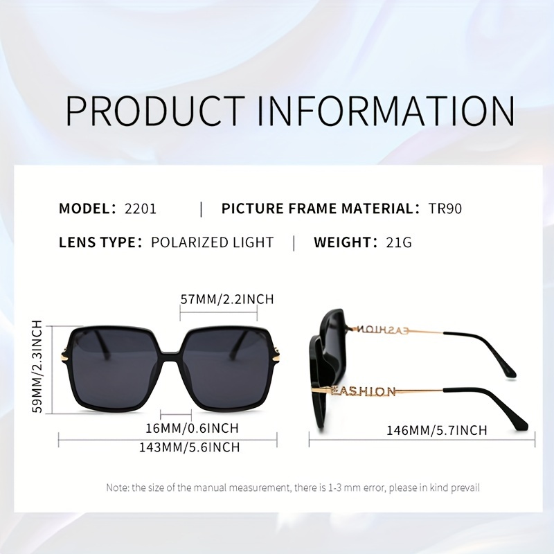 Letter Design Square Sunglasses Uv Protection Fashion - Temu