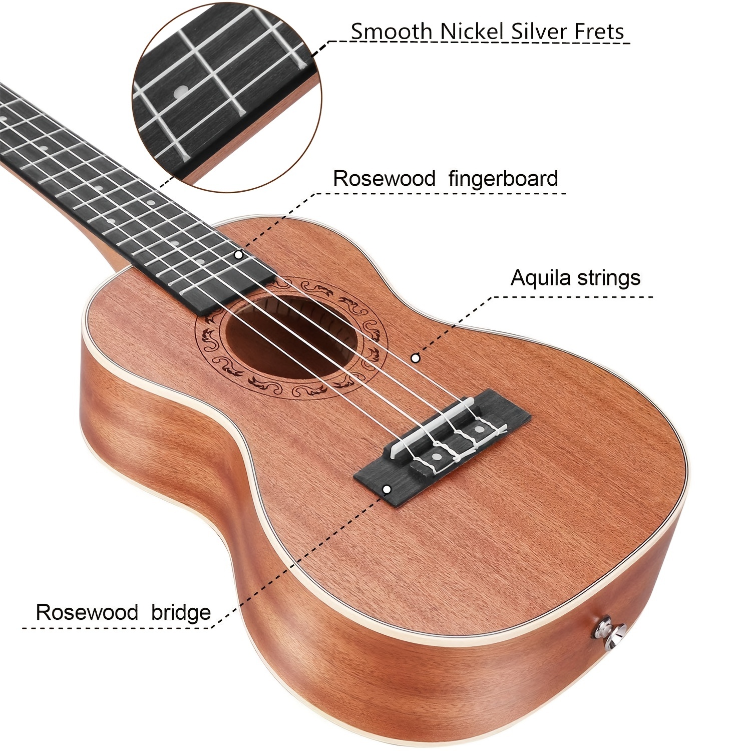 Ranch Concert Ukulele 23 Inch Wooden Ukelele With Gig Bag Free Shipping, Free Returns Temu