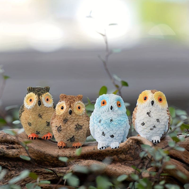 1pc Resin Mini Owls Miniature Figurines Fairy Garden Accessories Fairy Garden Animals For Fairy Garden Micro Landscape Plant Pots Bonsai Craft Decor details 5