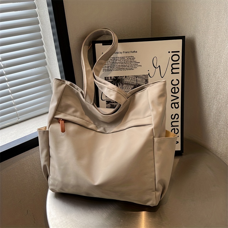 

Stylish Multi-pocket Tote Bag, Solid Color Large Capacity Shoulder Bag, Perfect Underarm Bag For Commuting