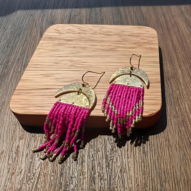 Women's Bohemian Beaded Tassel Earrings, Stylish