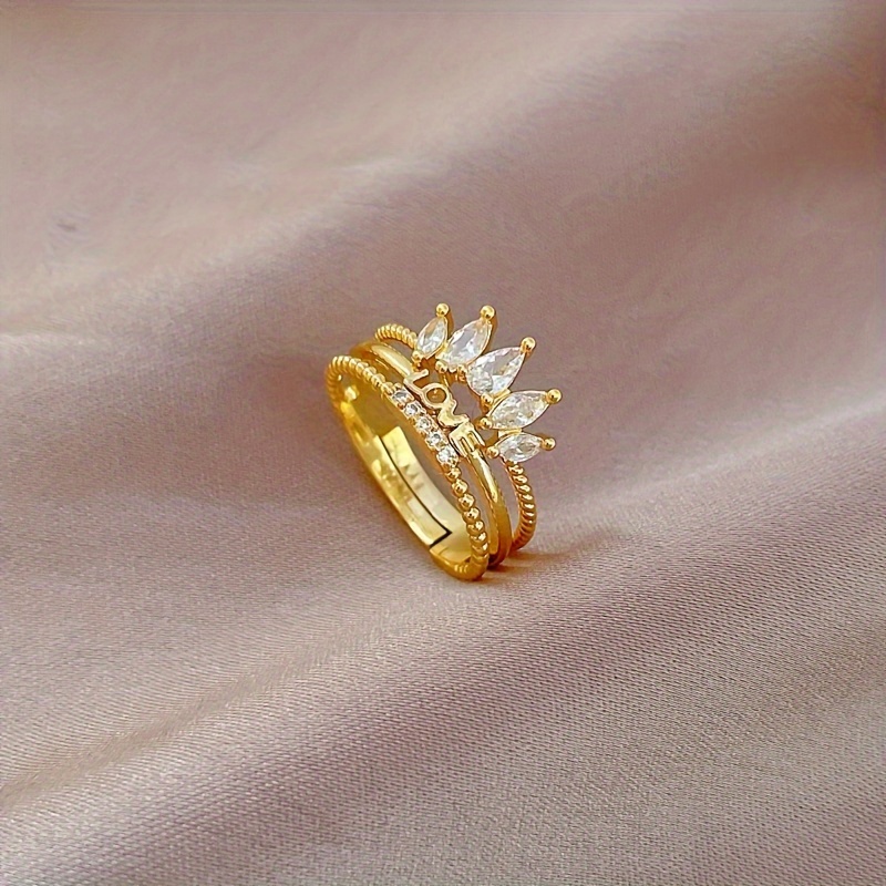 Classic Love Crown Stainless Steel Ring for Women