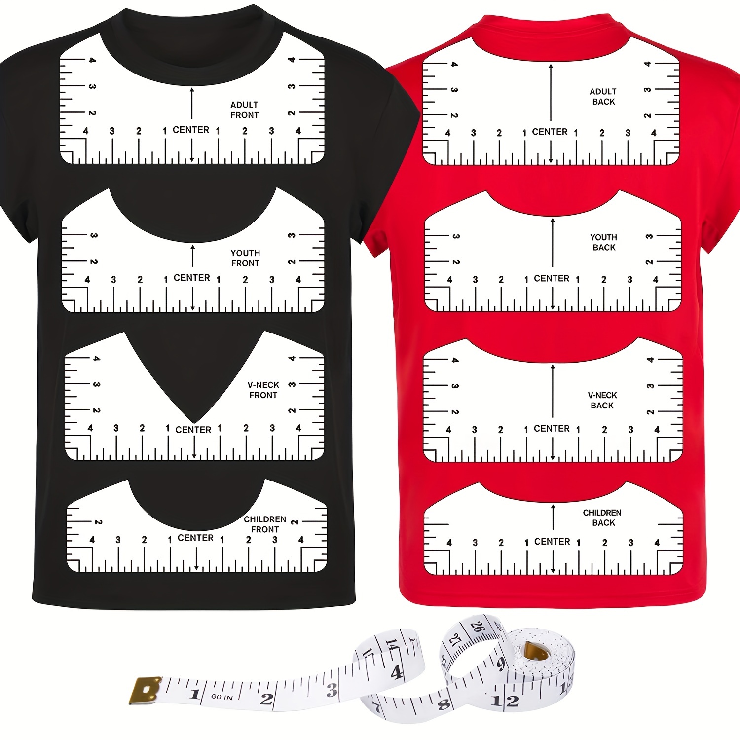 4pcs T-shirt Ruler Guide For Vinyl Alignment T Shirt Ruler To