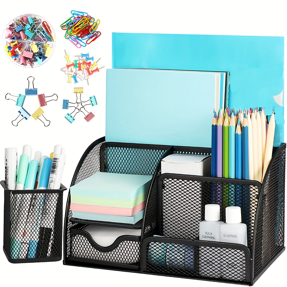 Office Supplies Desk Organizer Caddy with 6 Compartments + 1