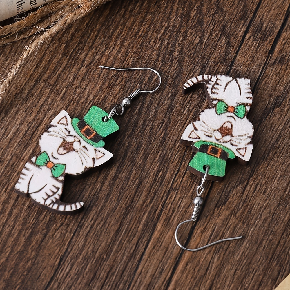 St.Patrick's Day Earrings, Green Leprechaun Hat Dangle Earrings, Free  Shipping