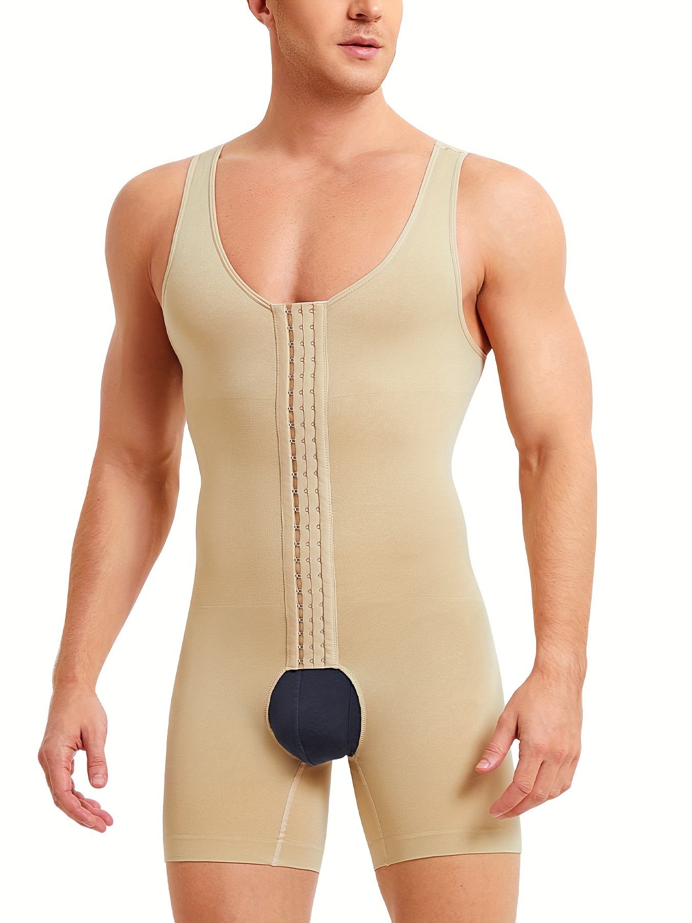 Men's Shapewear Seamless Body Shaper Tummy Control Bodysuit - Temu Australia