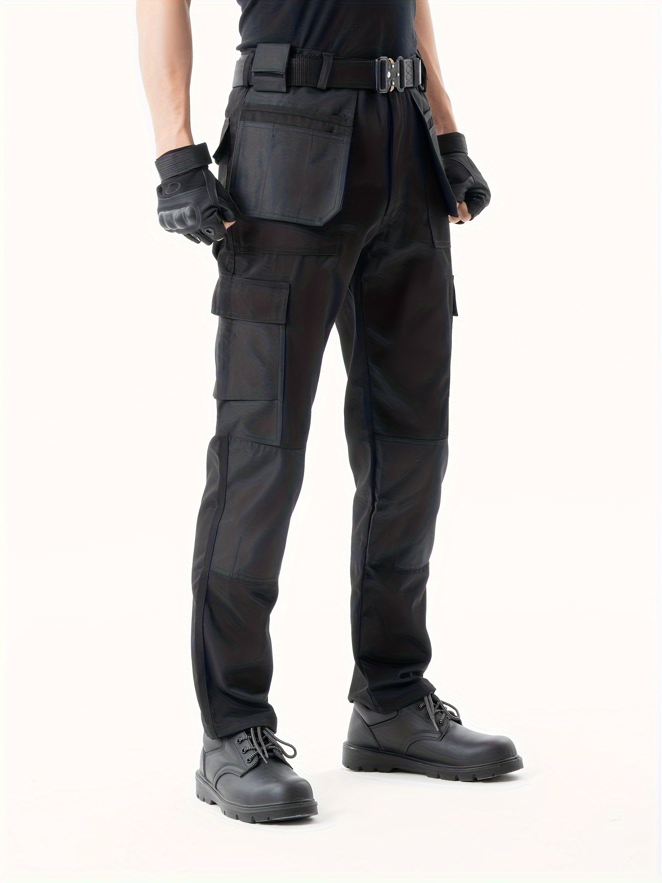 Men's Solid Tactical Pants Active Slightly Stretch - Temu