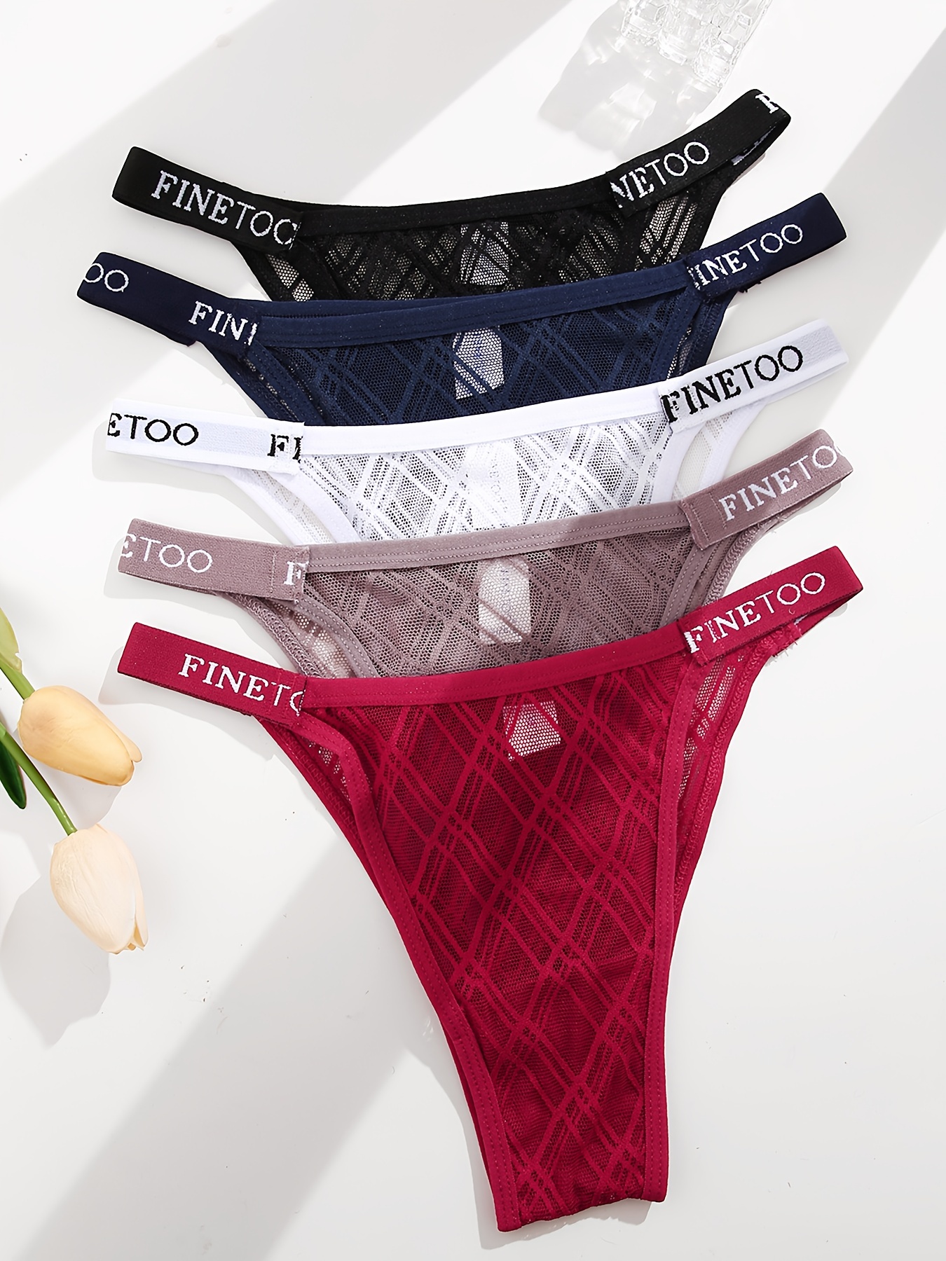 FINETOO 5 Pack Seamless Underwear for Women High Cut Bikini Full
