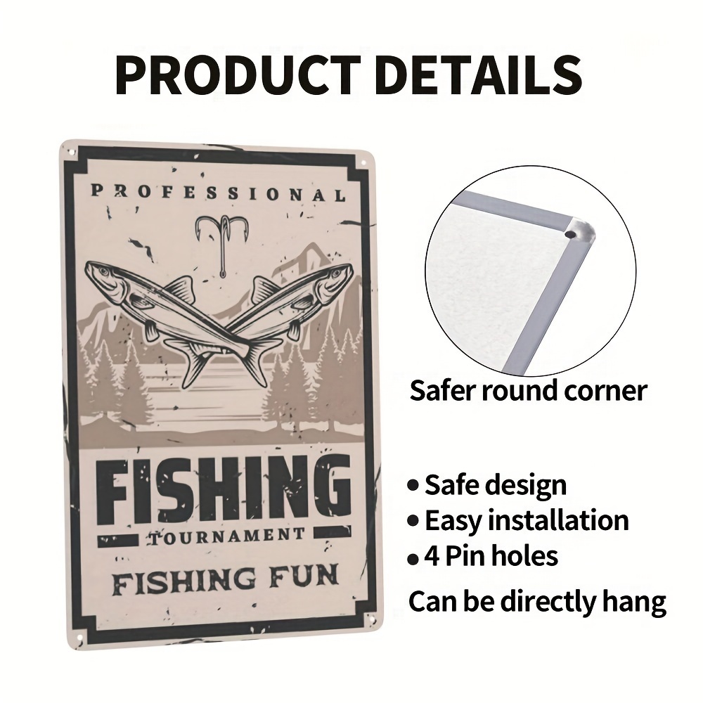  Vintage Fishing,Aluminum Metal Poster Sign, Gift for Man Sea  Animal Lover, Aluminum Metal Poster Decoration Painting Hanging on Wall  Home Bedroom Kitchen Bar Cafe Restaurant 12L x 8W. : Home