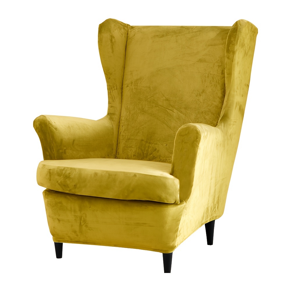 Yellow wingback chair online cover