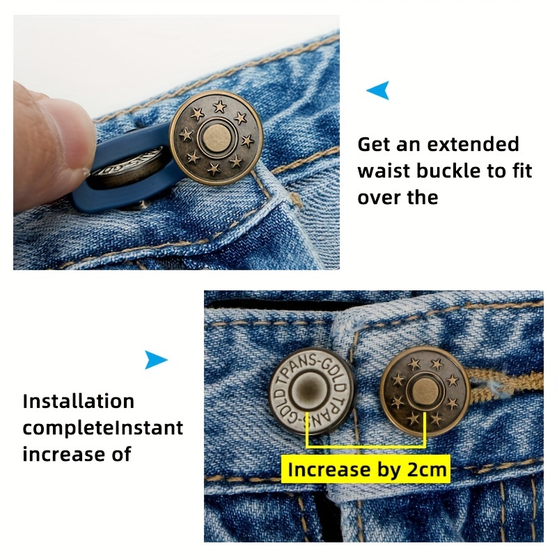 6 pièces extension de bouton en métal magique pour pantalon - Temu