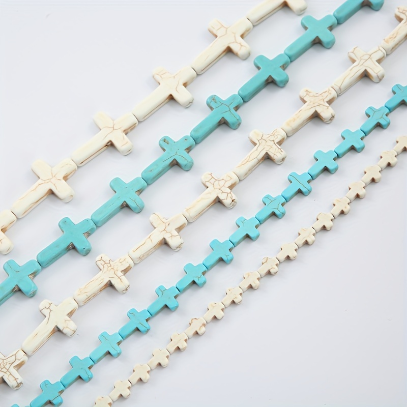 White Synthetic Turquoise Stone Bead Mini Cross Beads