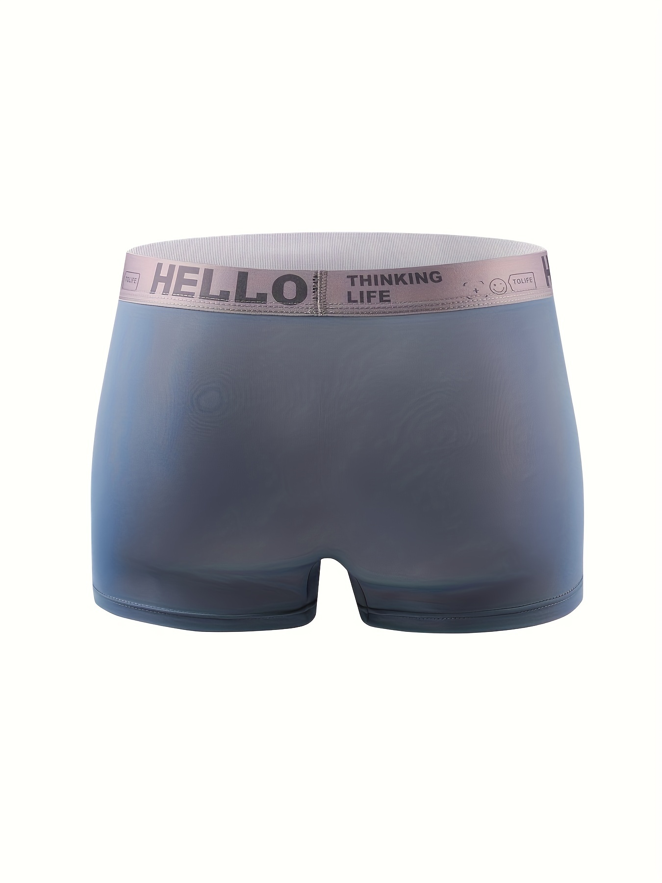 Men's 'hello' Print Fahsion Boxers Briefs Ice Silk Traceless - Temu