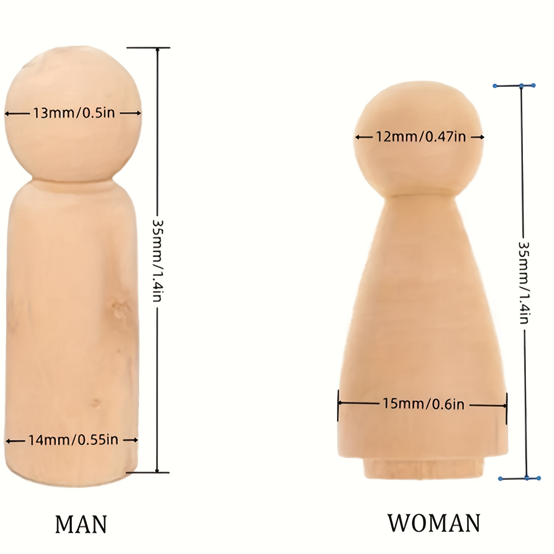 Unfinished Wooden Peg Dolls, Peg People, Doll Bodies, Wooden