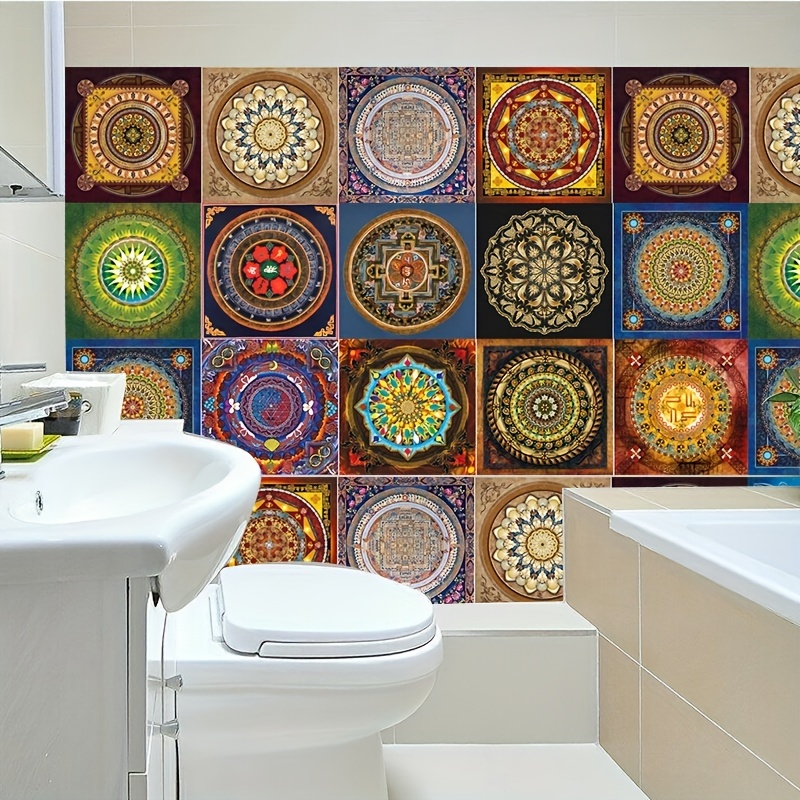 2pcs Tiras 47.2inch X 5.9inch Pegatinas De Azulejos De Mosaico De Estilo  Mandala Extraíbles Para Sala De Estar Cocina Retro Impermeable Mural  Decoración De Baño Diy Adhesivo Pegatinas De Pared Autoadhesivas