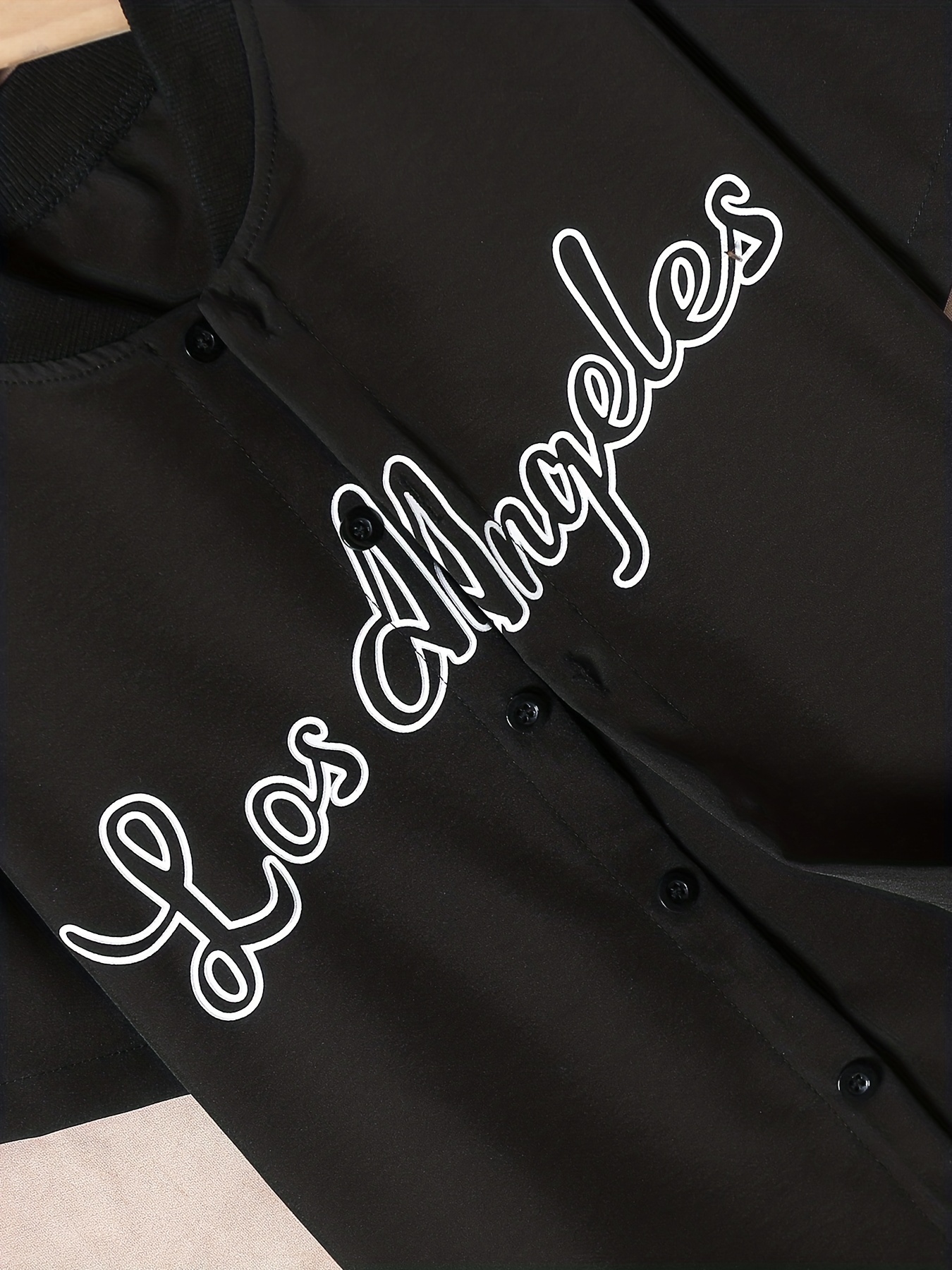 Boys LA Graphic Button Baseball Collar Shirt