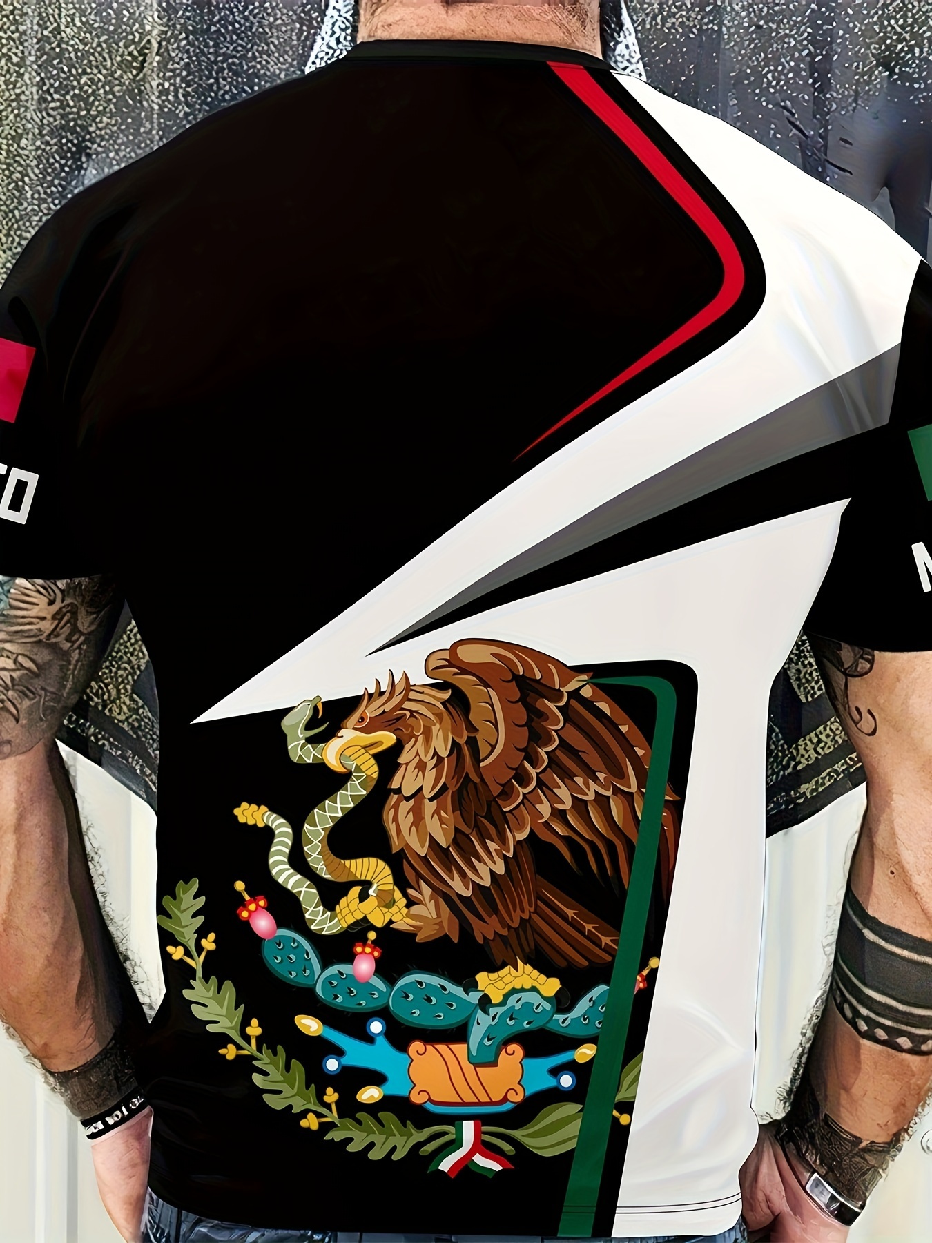 Camiseta Estampado Camuflaje Águila Serpiente México Hombre - Temu