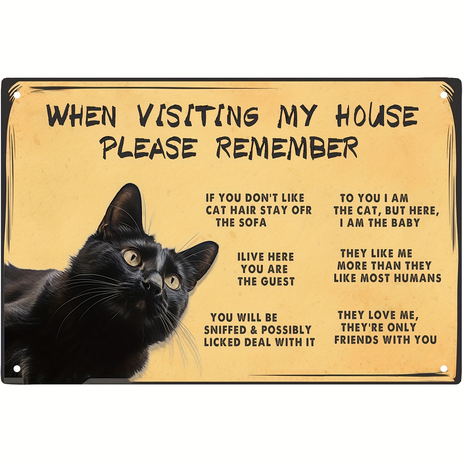 Funny Tuxedo Cat Rules Metal Sign Visiting House Please - Temu Canada