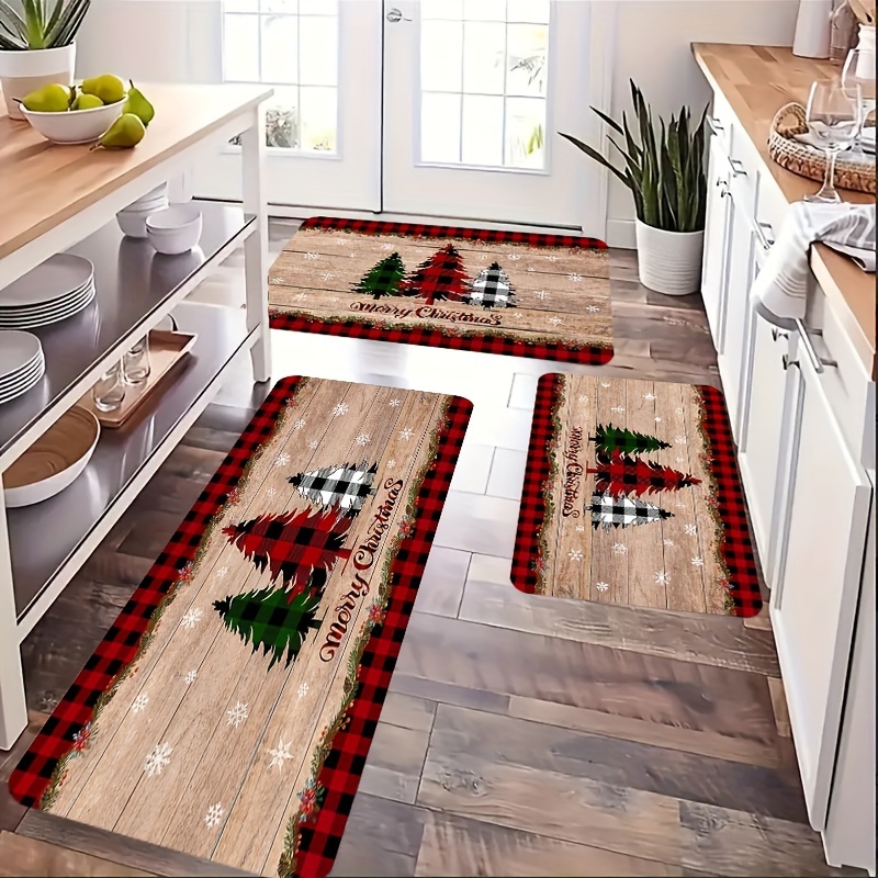 Merry Christmas Kitchen Mat Set of 3, Non Slip Xmas Winter Holiday Kitchen  Floor Rugs, Comfort Carpet for Hallway Entryway Door Laundry Christmas