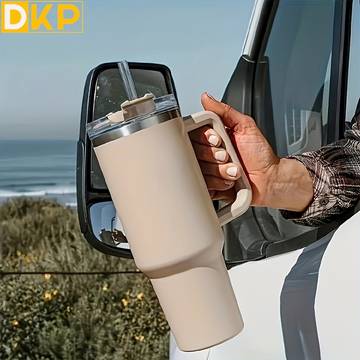 dkp 40oz large capacity water bottle with handle and straw lid insulated reusable stainless steel water bottles travel mug coffee cup car cup water cup for men women outdoor camping driving birthday gift christmas gift