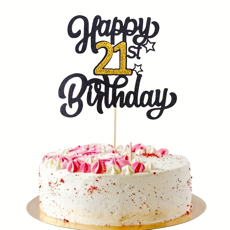 1pc Numero Dorato Nero Happy Birthday Cake Topper 13 18 21 - Temu Italy