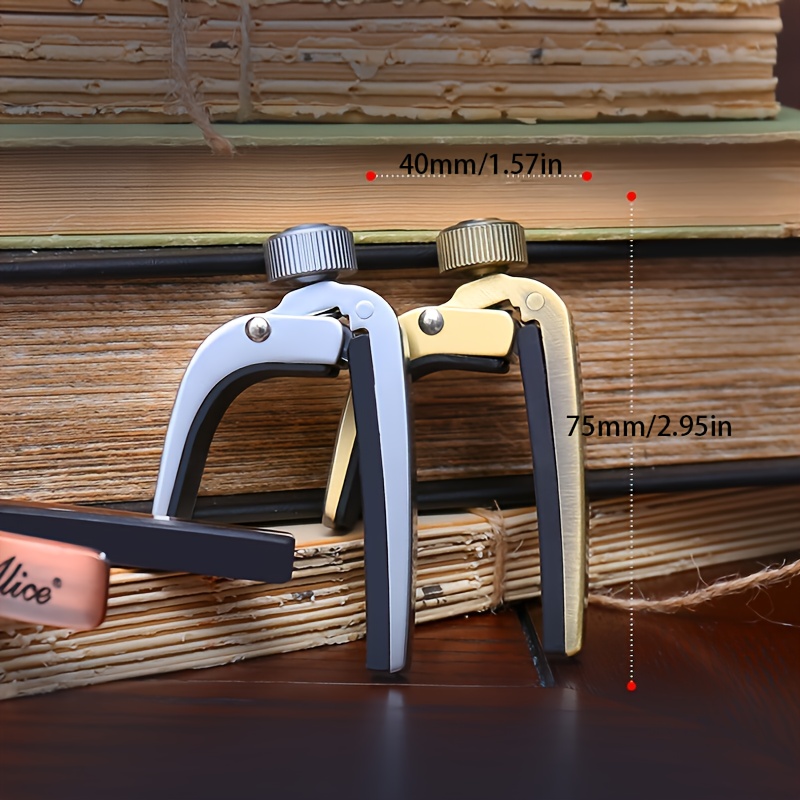 Guitar Capo for Electric & Acoustic Guitars - Single-Handed Trigger, Alloy Construction, 3 Colors (Black/Red/Golden) - Secure Tune Clamp for Bass, Violin, Ukulele, Guitar Capo, Versatile Music Tool, Sleek Metallic Finish, Durable Metal Clamp