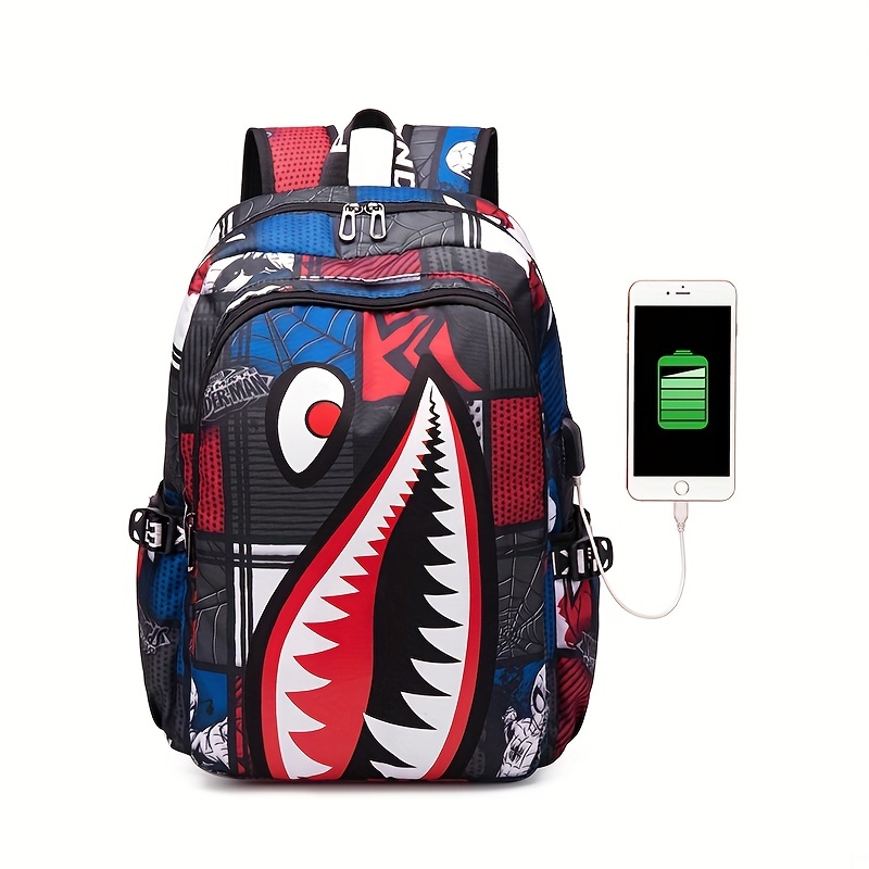 Bape Backpack, Purple Bape Backpack, Waterproof Schoolbag for Kids