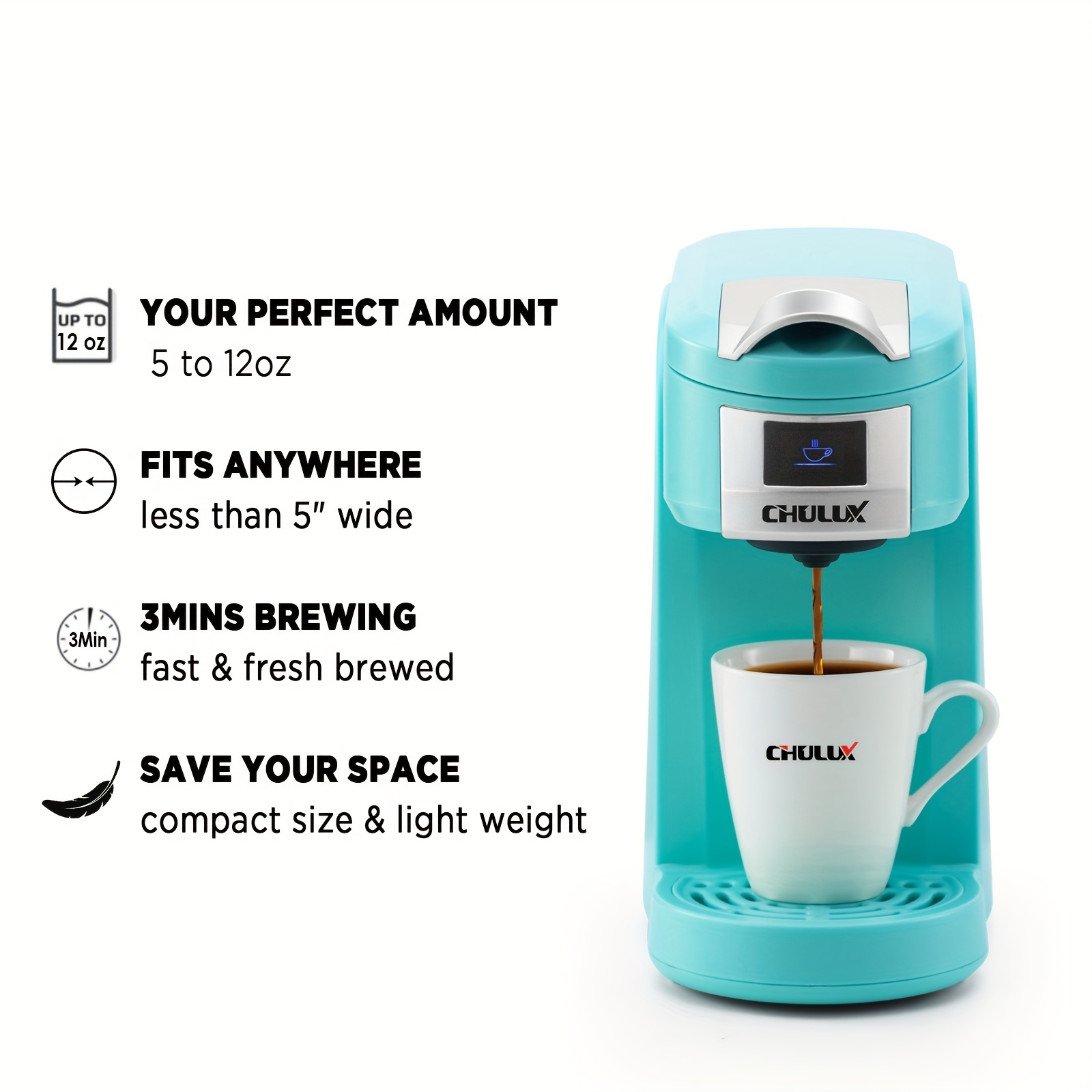 1pc capsule coffee maker chulux upgrade single serve coffee maker for k cup mini coffee maker single cup 5 12oz coffee brewer 3 in 1 coffee machine for k cups pod capsule ground coffee tea one touch fast brewing in minutes coffee accessories details 0