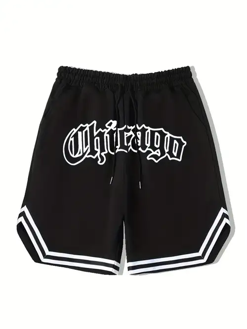 Men's Streetwear Shorts chicago Graphic Drawstring - Temu