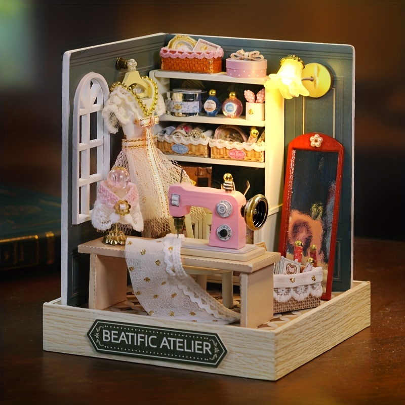 Mini Coffee House Model Kit with Furniture & Decorations