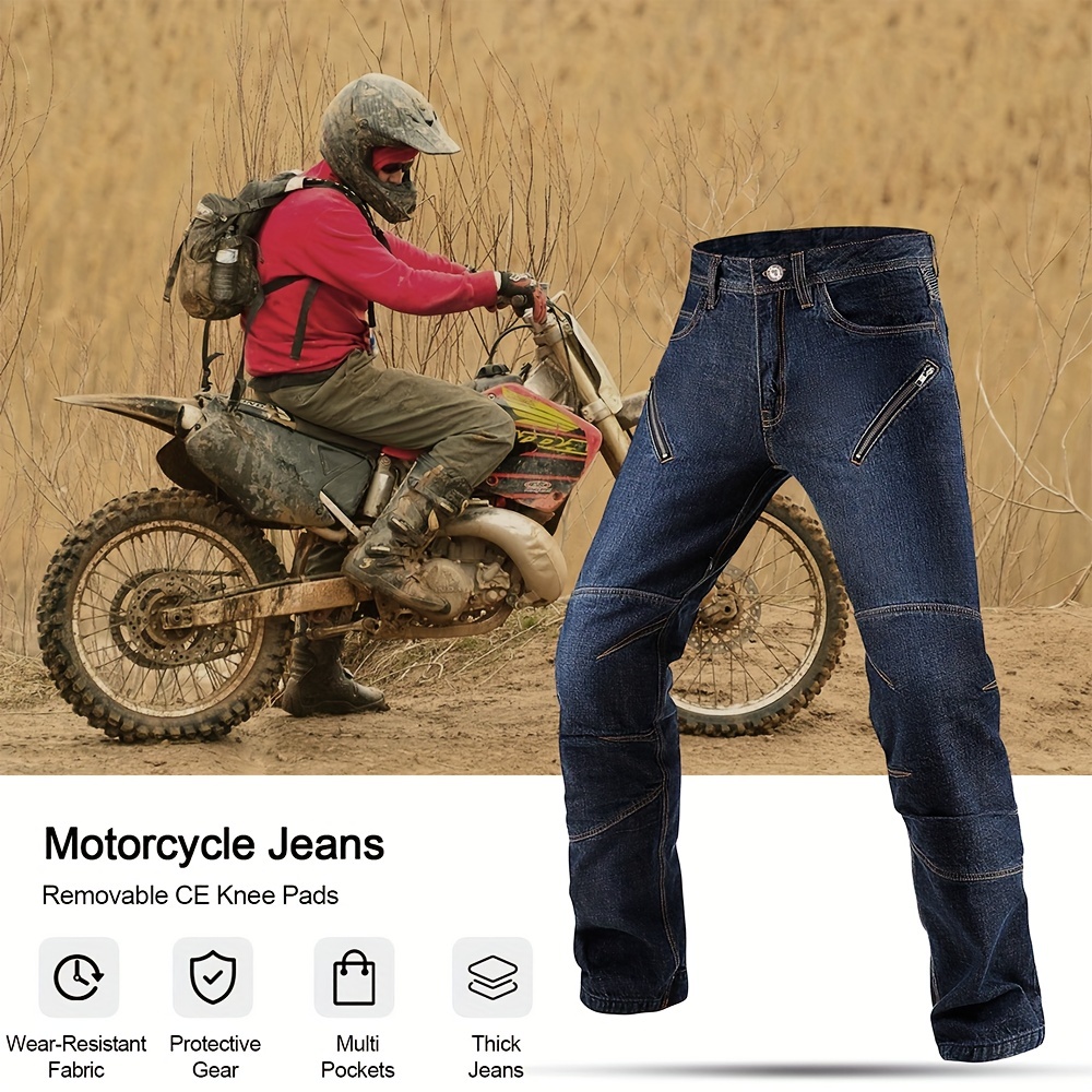 Men's Motorcycle Riding Pants with 4 X CE Armor Multi-Pocket Cargo Trousers  Motocross Racing Jeans