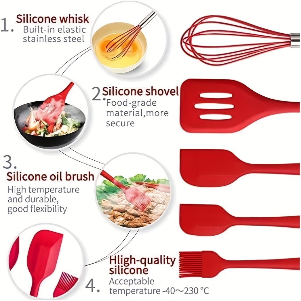 Food Grade Silicone Spatulas Kitchen Utensils for Baking Cooking