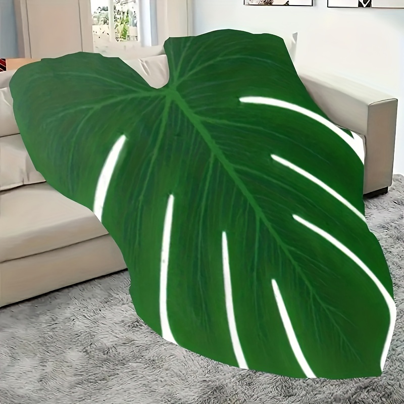 Manta de franela en forma de hoja para sofá, Manta grande de hojas