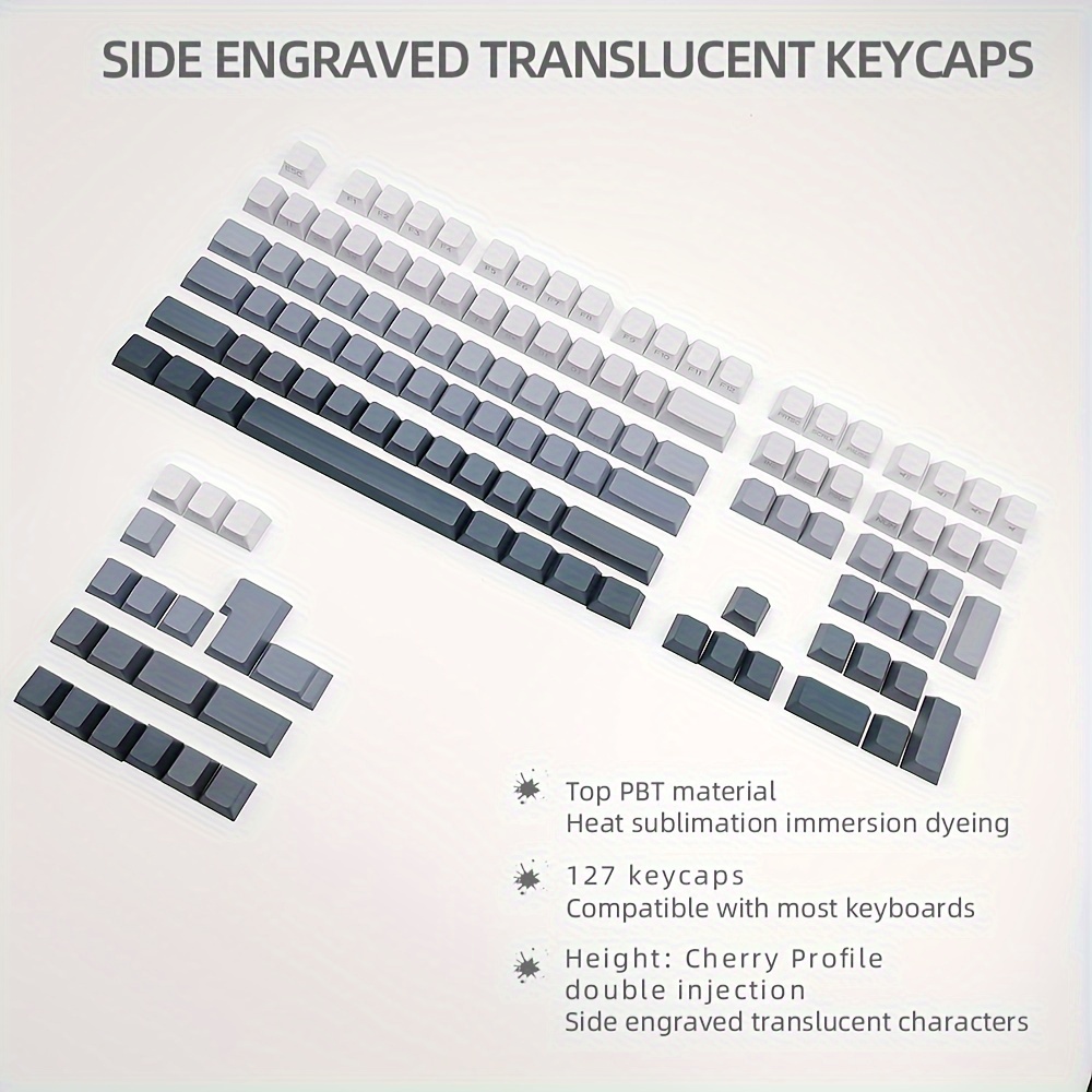 104 Teclas Keycaps Keycap Set Top Print Blanco Español