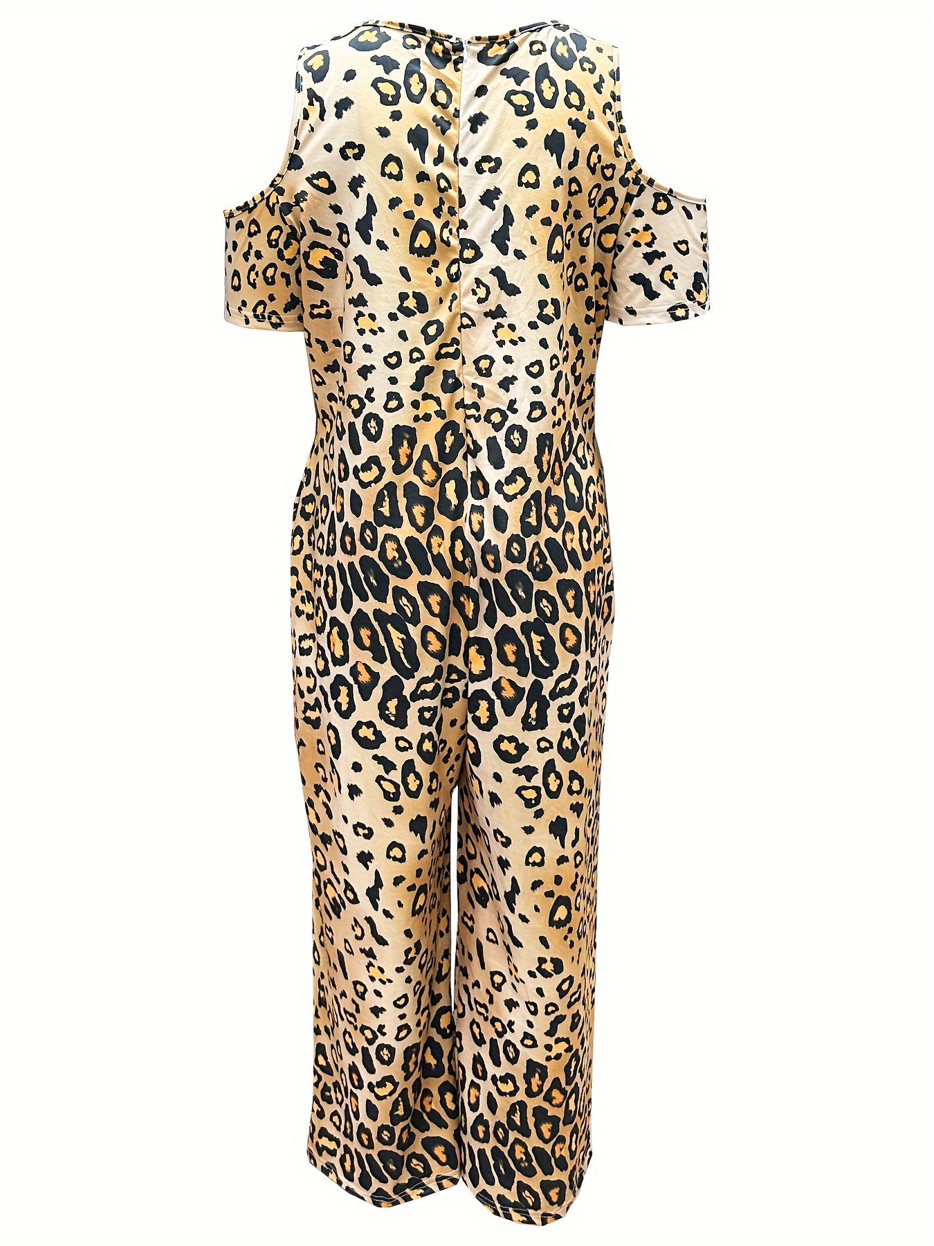 Leopard print cold shoulder hot sale jumpsuit