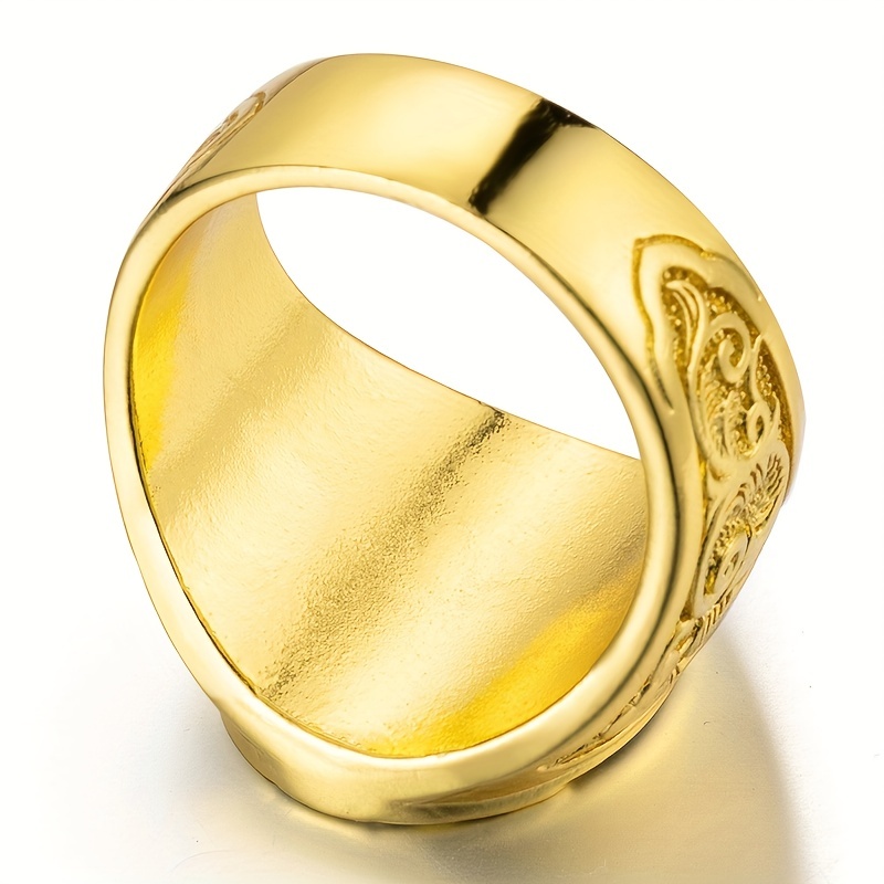 Casual Rings For Men, Golden Men's Ring Carved Religious St. Mary Rings For  Men And Women Jewelry