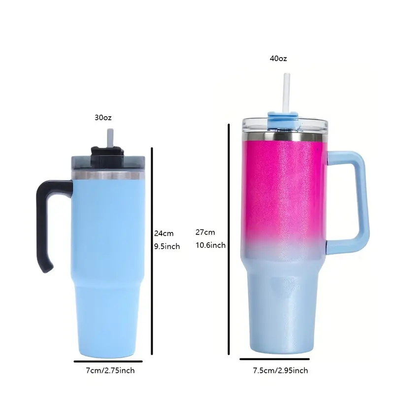 Tumbler With Lid And Straw, Stainless Steel Thermal Water Bottle With  Handle, Vacuum Water Cups, Portable Drinking Cups, Summer Drinkware, Travel  Accessories, Home Kitchen Items, Birthday Gifts - Temu