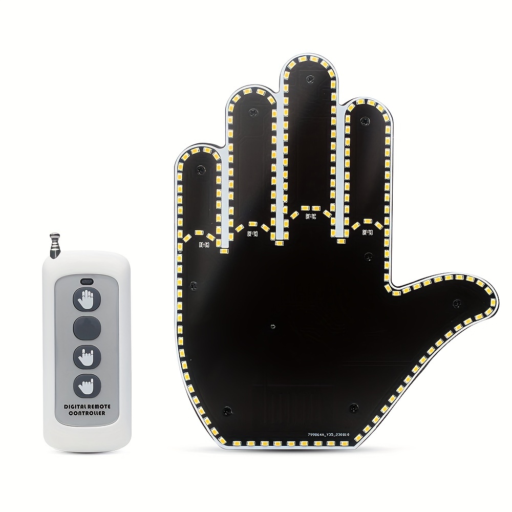 Moxeupon Señal de Mano LED,Exquisito y Divertido Accesorio para Coche, luz  para el Dedo Medio - Luces LED superbrillantes para Gestos de Dedos de