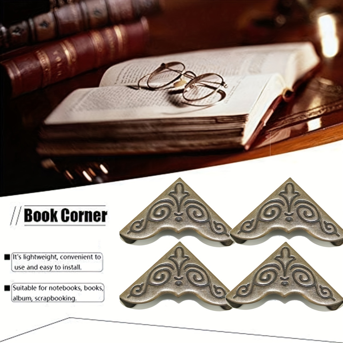 4PCS Metal Book Corner Protector for DIY Scrapbooking File Folder