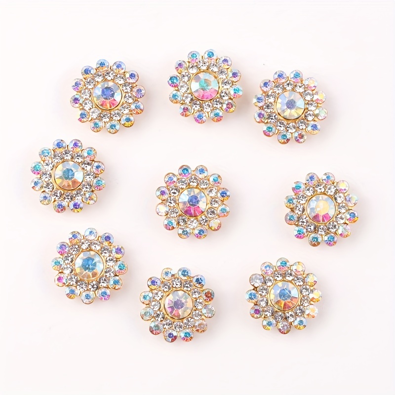 Crystal Rhinestones Flat Round Stones Beads Golden - Temu