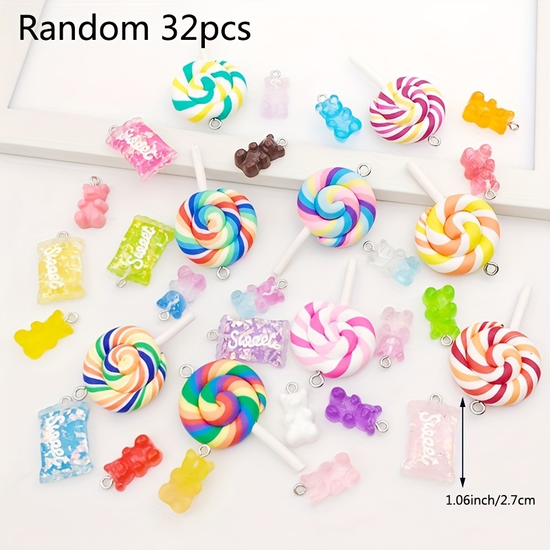 Hicarer 70 Pieces Colorful Candy Pendant Charm for Jewelry Making Cute  Gummy Candy Bear Lollipops Pendant Charms Polymer Clay Resin Charms for DIY  Keychain Necklace Bracelet Earring Craft