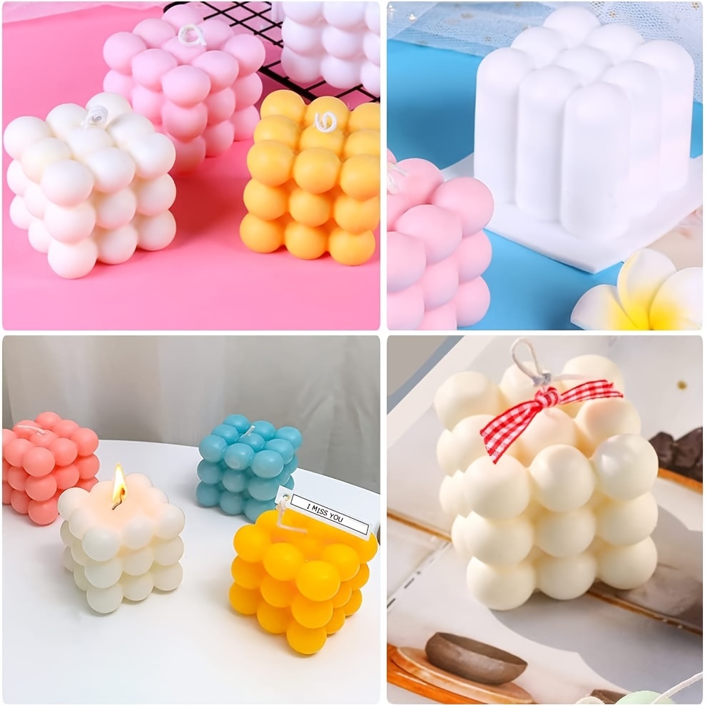 2pcs Nonstick 3d Bubble Cube Silicone Candle Molds For Candle Making, Today's Best Daily Deals