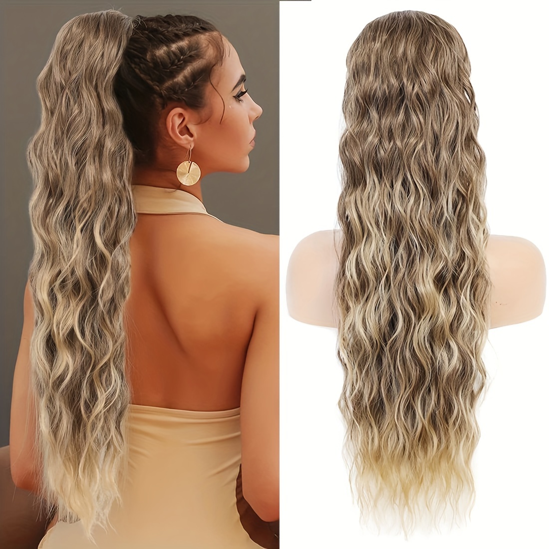 Long Curly Wavy Ponytail Extension 60 96 Cm Drawstring Hairpiece