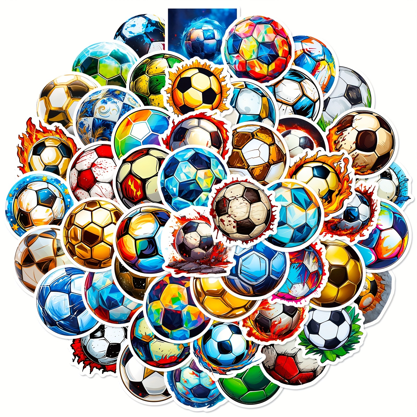 50pcs Football Graffiti Stickers, Suitable For Desktop Stationery Bicycle Football -winter, New Year