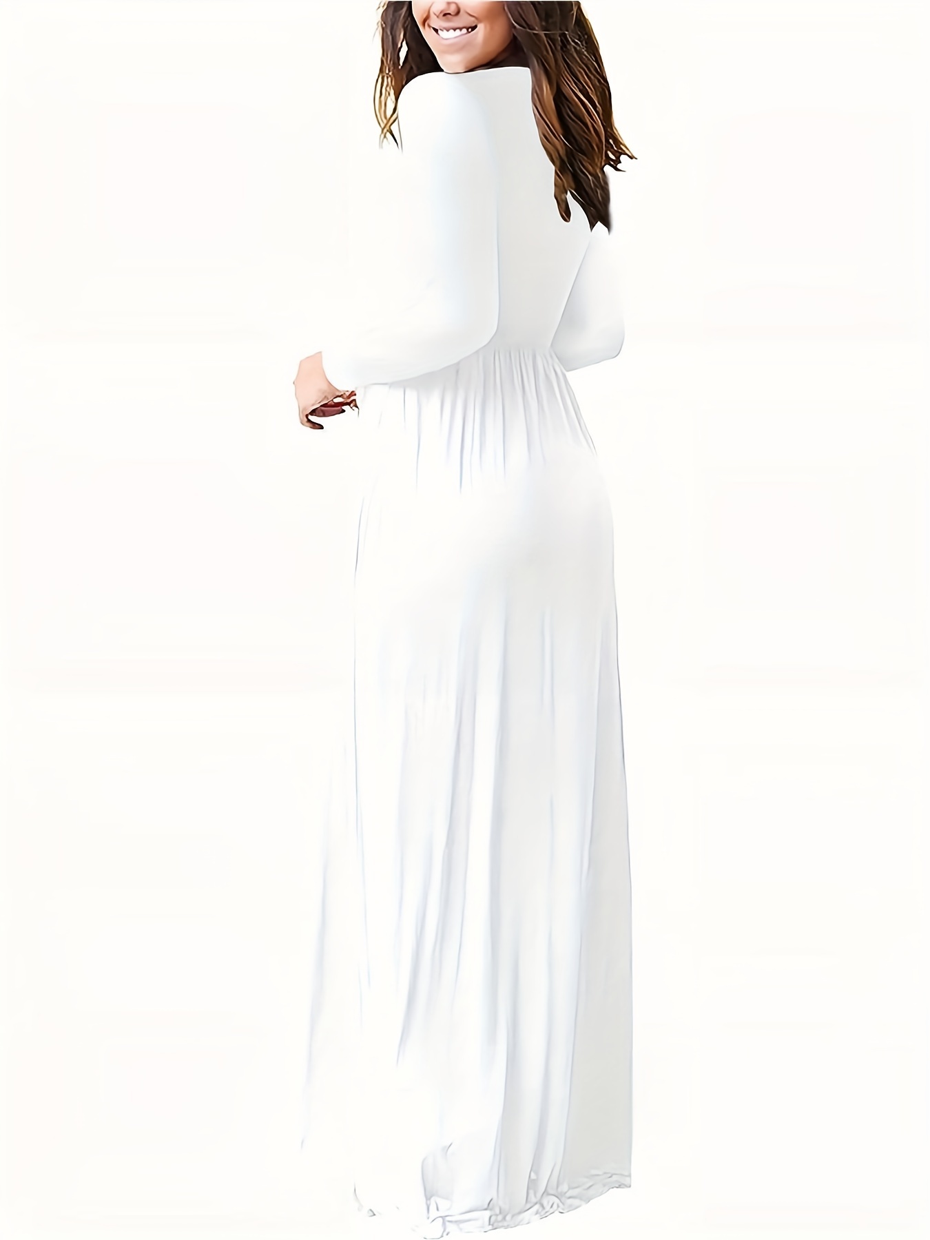 White long sleeve outlet maxi dress with pockets